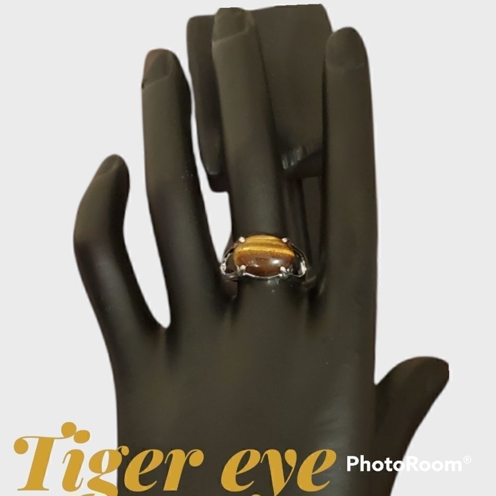 TIGER EYE RING size 7.5 STAINLESS STEEL - Picture 1 of 4